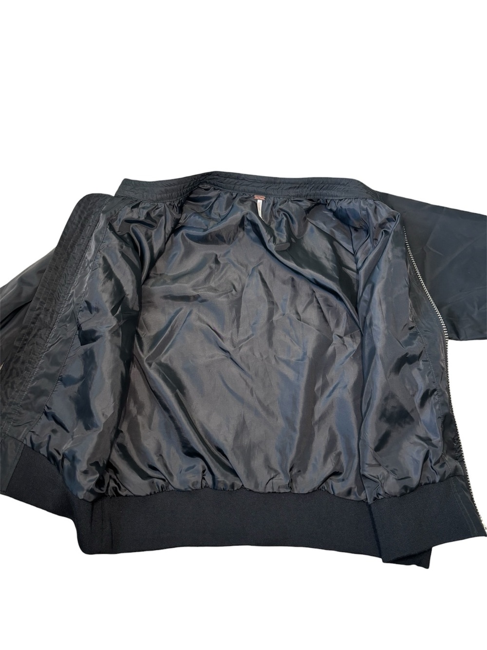 Free People Midnight Black Bomber Jacket - Lightweight Zip Front - Picture 7 of 10